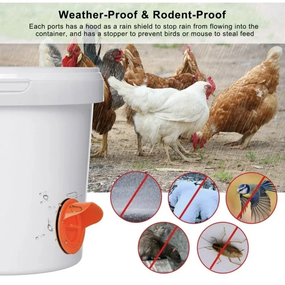 6-Pack DIY Chicken Feeder Kit + Hole Saw & Plug No-Waste Rain-Proof Poultry Bird